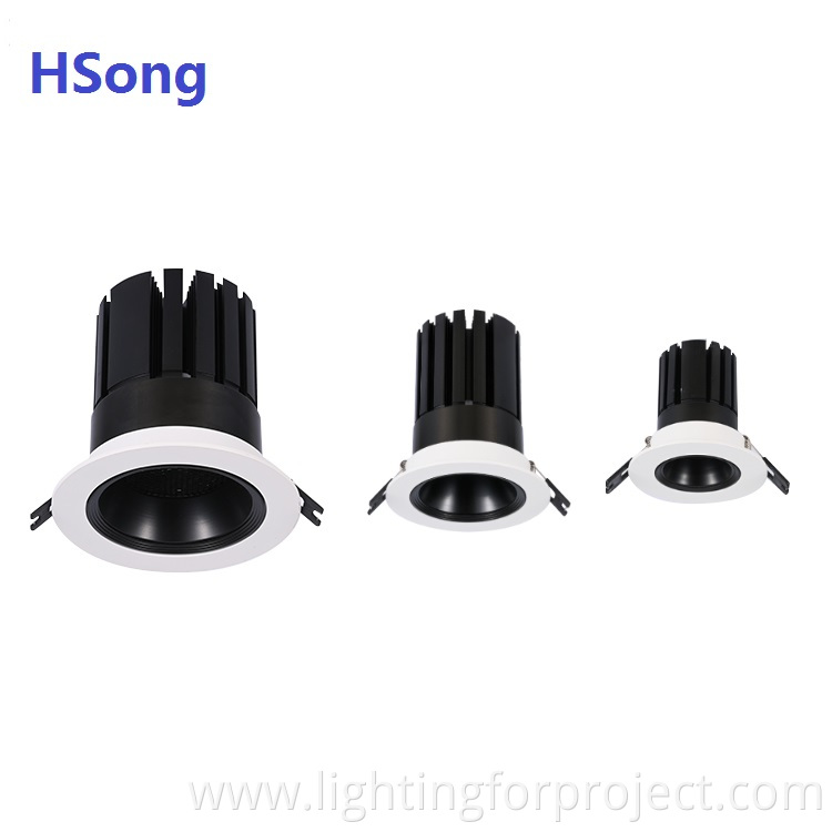 Hot selling 12w cob led downlight with honeycomb 7w 10w 20w 30w 40w led recessed cob spotlight anti glare ugr 9